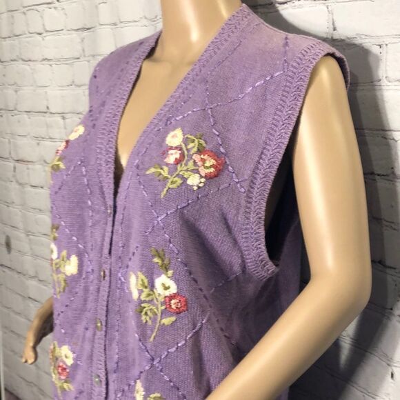 Jantzen Classics Hand Embroidered Floral Vest M - Picture 4 of 8